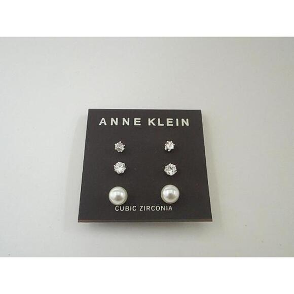 NWT Anne Klein 3 Pack Stud Earrings, 2 Pair CZ, 1 Pair Pearl - Picture 1 of 1